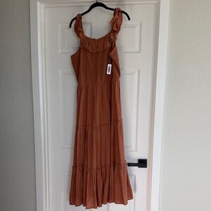 NWT Old Navy Rust Orange Ruffled Maxi Dress Large